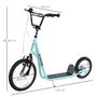 Voir la diapositive 3 : HOMCOM Trottinette patinette freestyle grandes roues pneumatiques Ø 40 et 30 cm hauteur guidon réglable frein AV/AR béquille acier bleu ciel noir