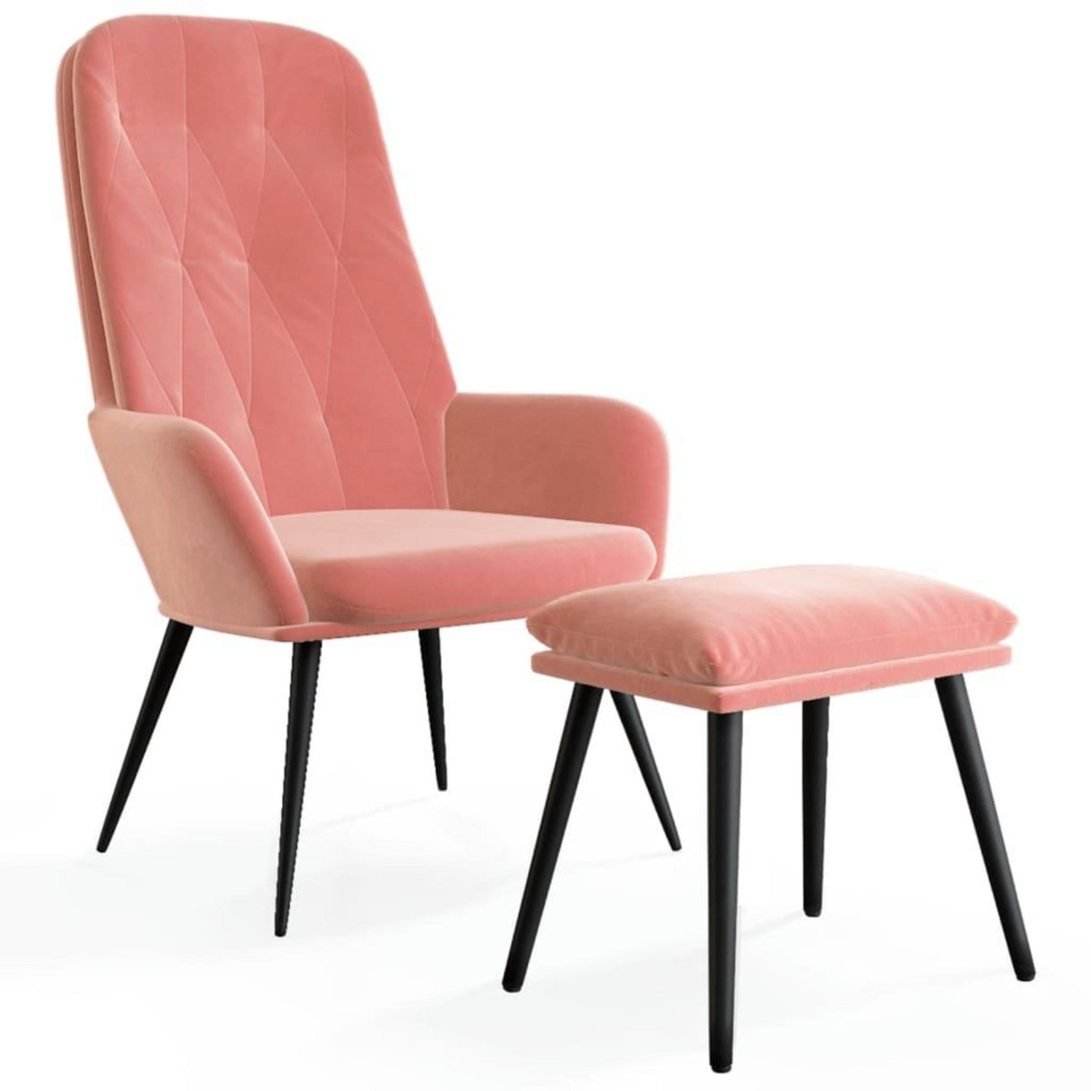 VIDAXL Chaise de relaxation avec repose-pied Rose Velours