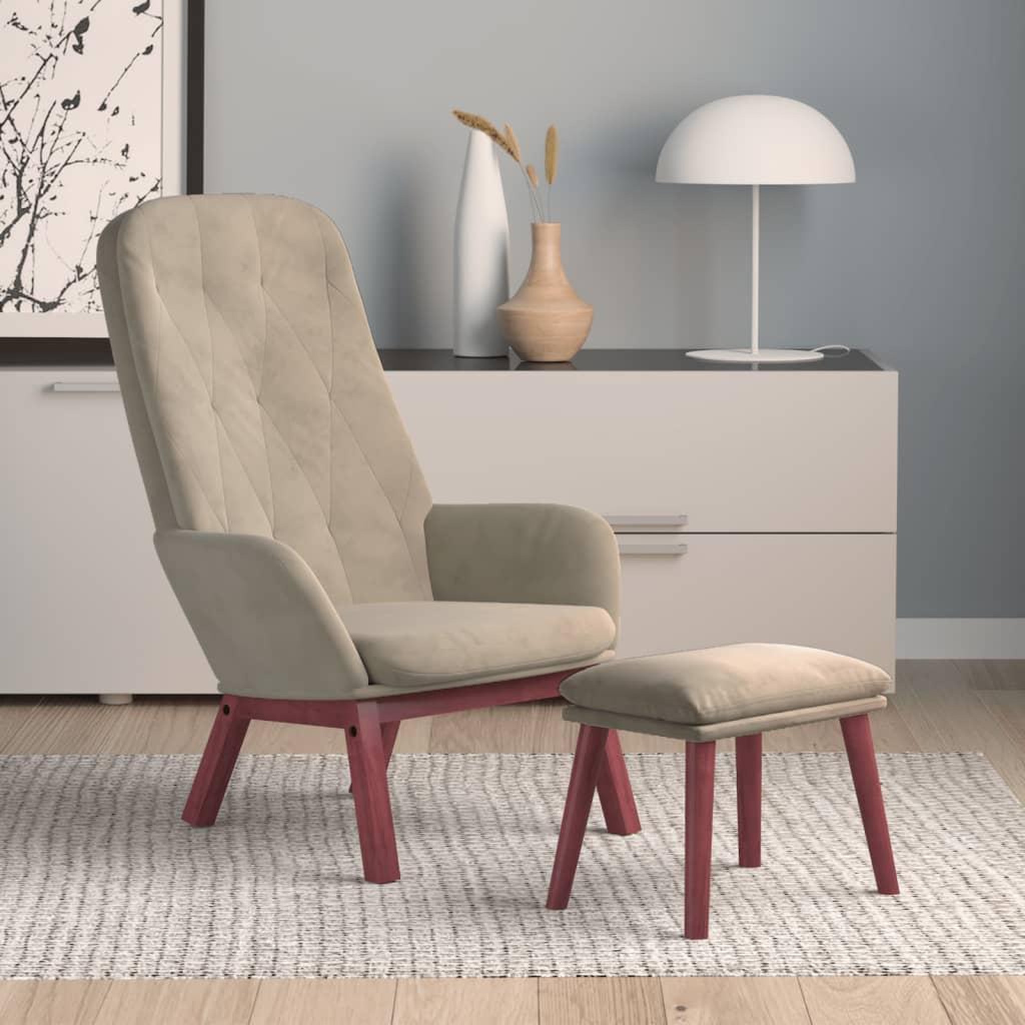 VIDAXL Chaise de relaxation avec repose-pied Gris clair Velours
