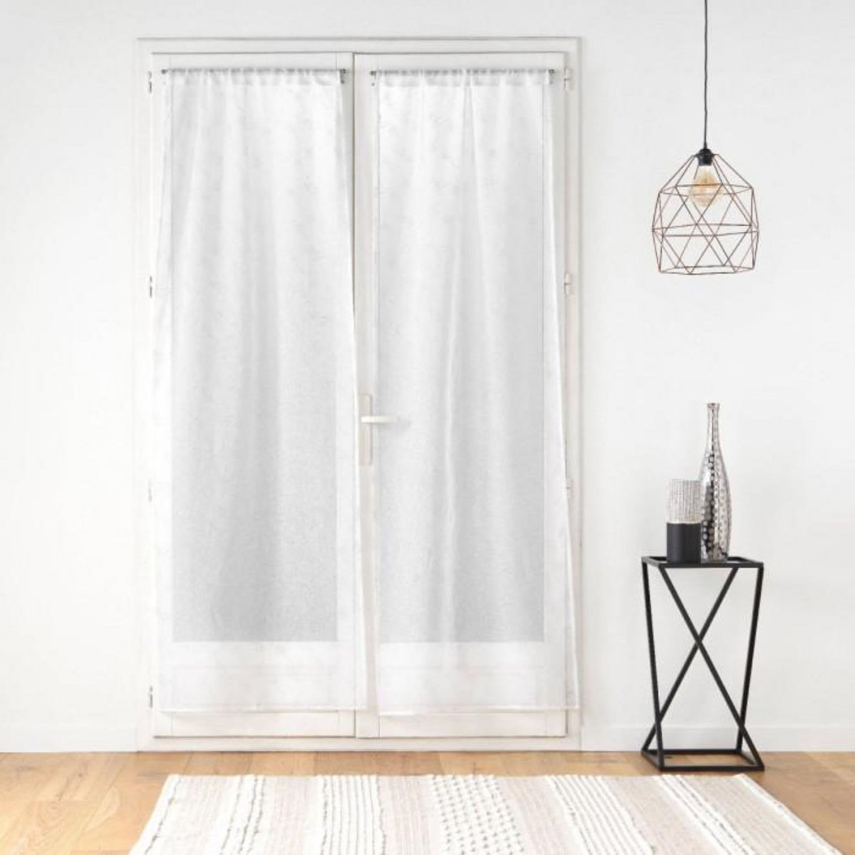 Paris Prix Paire de Voilages Passe-Tringle  Dalya  70x200cm Blanc