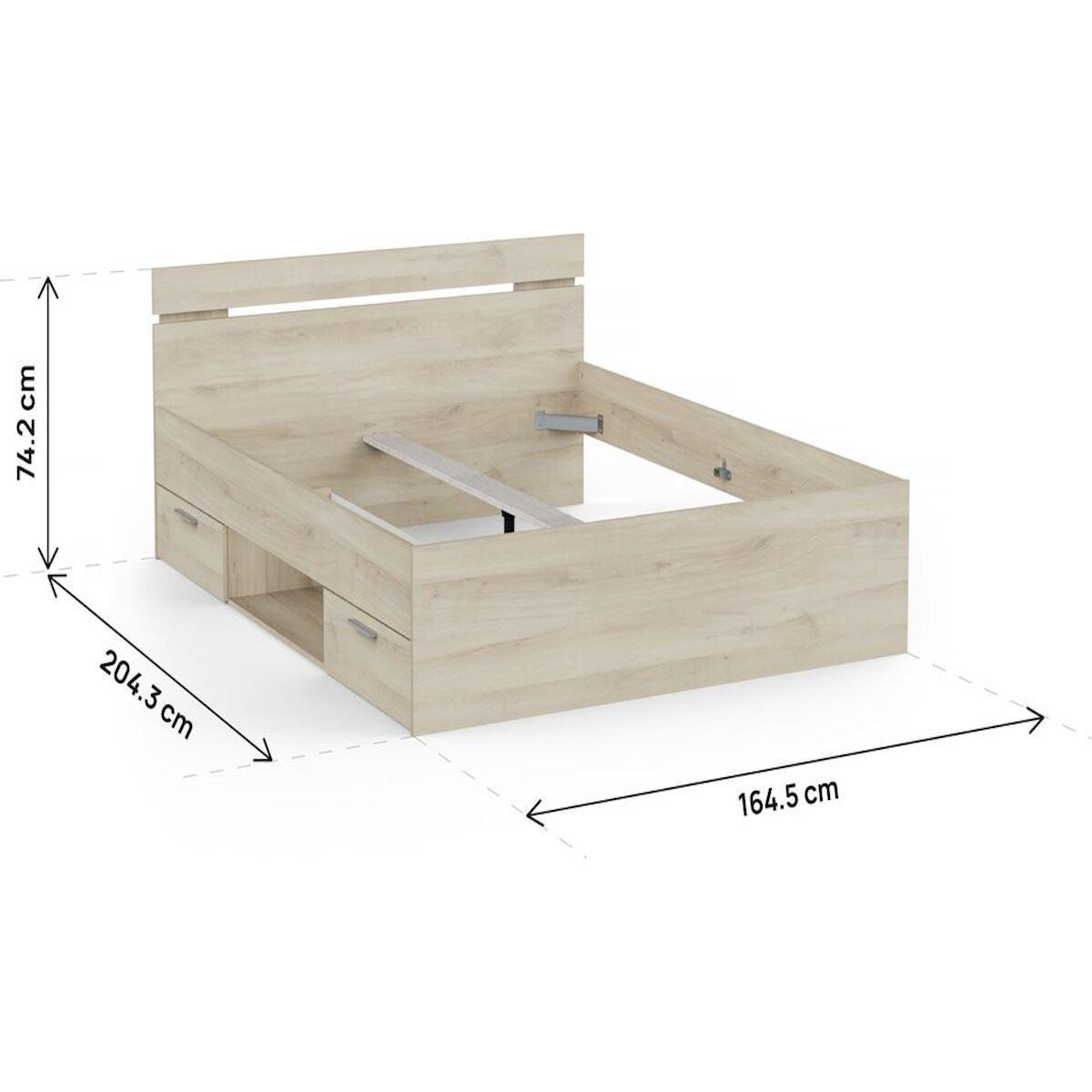 Habitat et Jardin Lit Double en bois  Michigan  - 160 x 200 cm - Marron