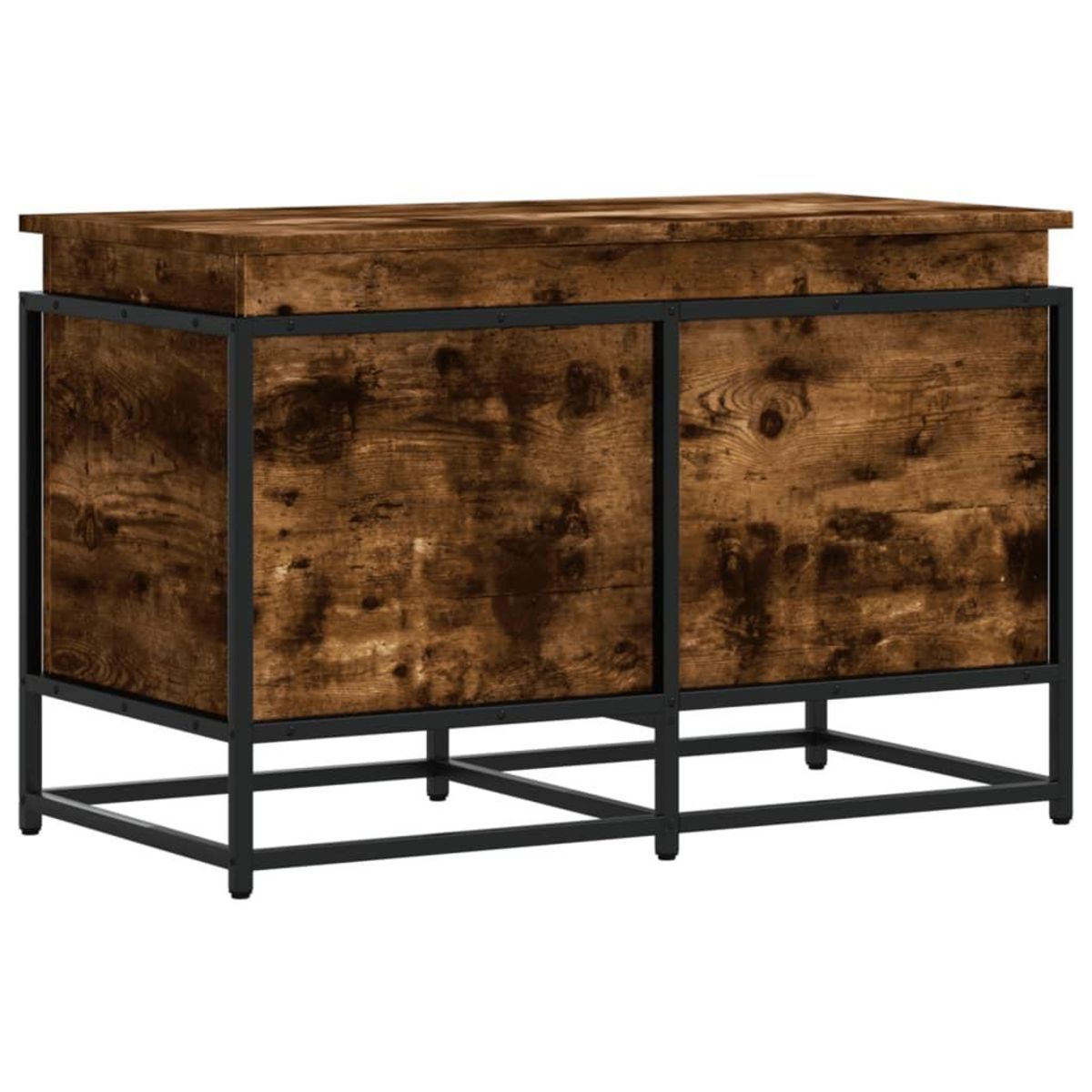 VIDAXL Boîte de rangement avec couvercle chene fume bois d'ingenierie