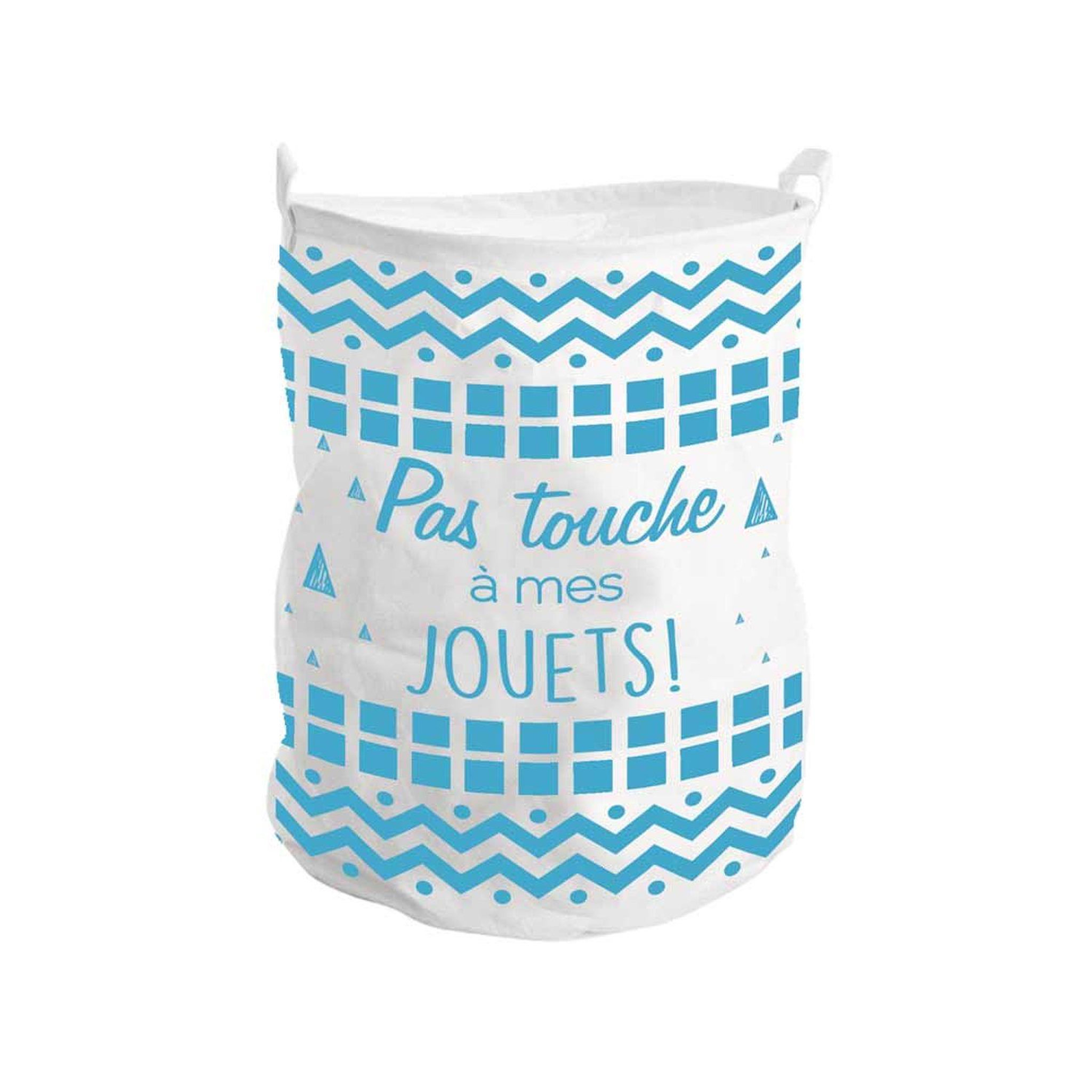 SUD TRADING Panier à linge  pas touche à mes jouets  - 40 x 50cm - blanc