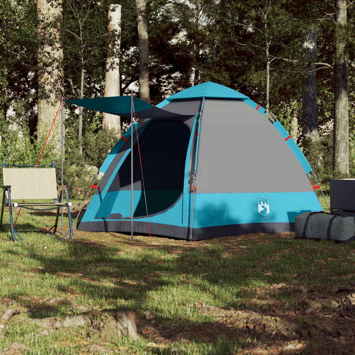 VIDAXL Tente de camping cabine 4 personnes bleu liberation rapide