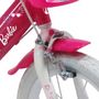 Voir la diapositive 4 : MATTEL Vélo 14'' Fille Licence  Barbie  pour enfant de 95/110 cm avec stabilisateurs à molettes - 2 freins - Panier avant - Porte poupée arrière
