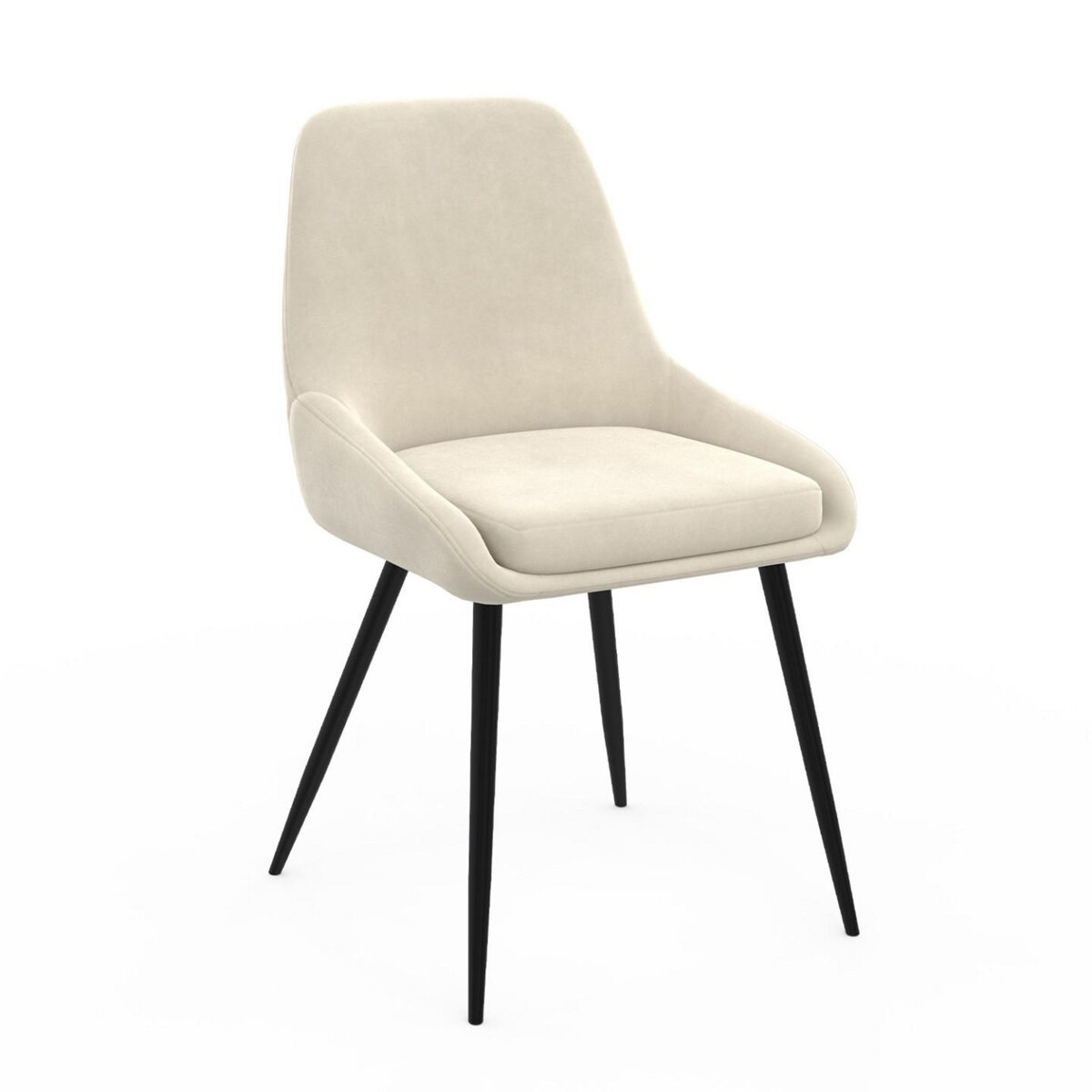 ID MARKET Lot de 6 chaises THALYA en velours beige avec accoudoirs