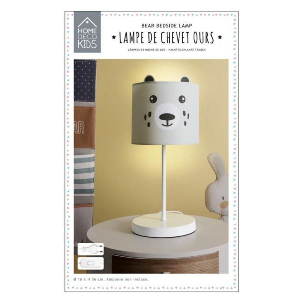 Paris Prix Lampe de Chevet Enfant  Ours  36cm Gris