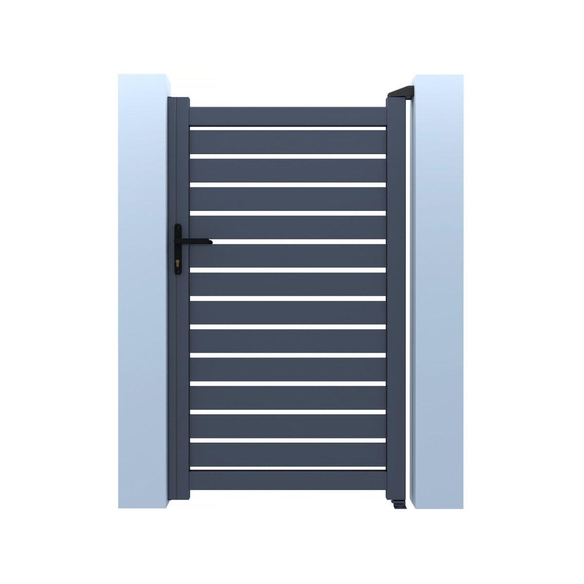 Habitat et Jardin Portillon aluminium semi-ajouré  Matthieu  - 100 x 180 cm  - Gris