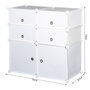 Voir la diapositive 3 : HOMCOM Armoire étagère à chaussures 3 niveaux 6 compartiments plastique + autocollants décoratifs 75L x 37l x 73H cm blanc