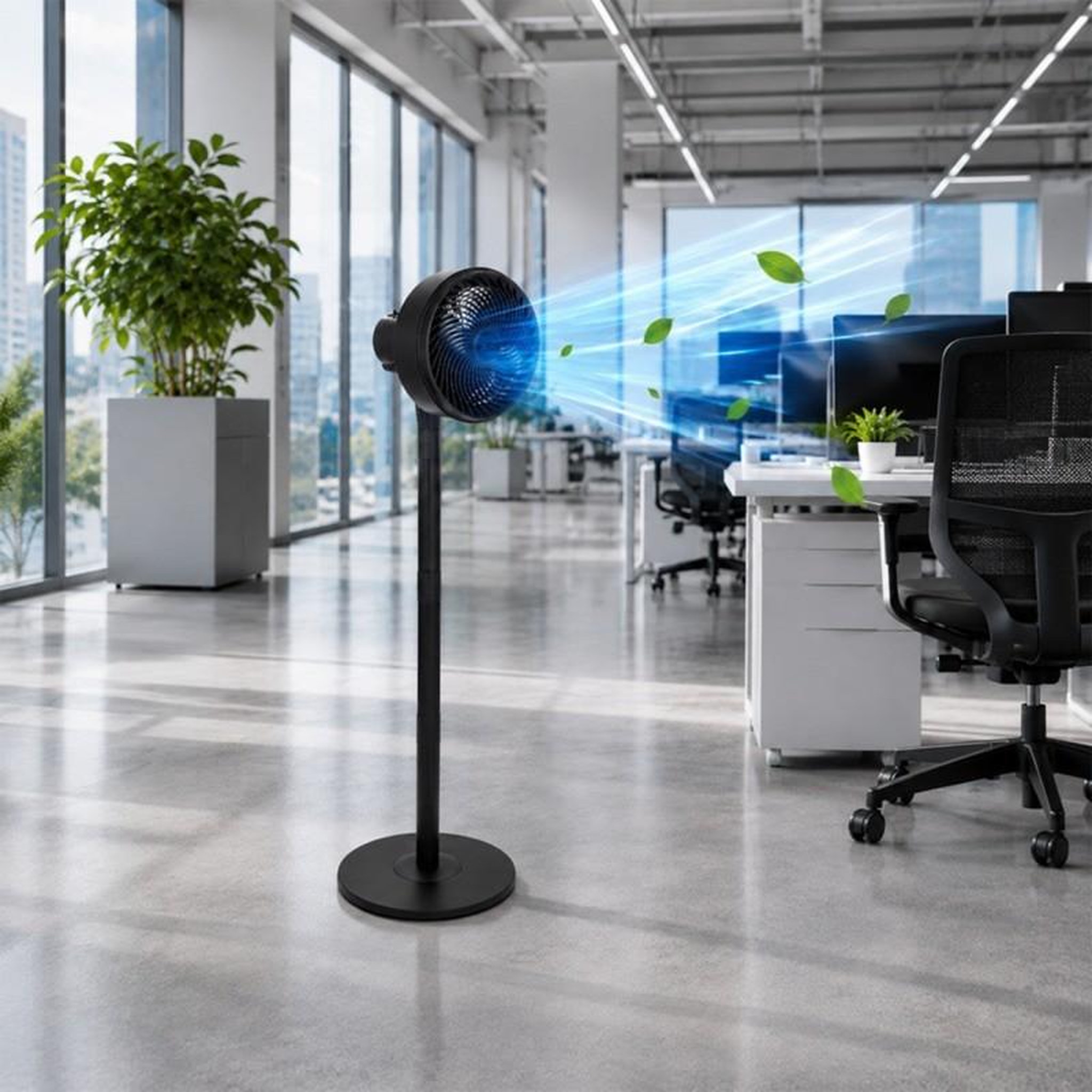 Voir la diapositive 3 : Ventilateur Sur Pied 65 W – 3 Vitesses - Oscillation Et Hauteur Réglable