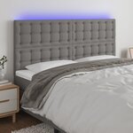 VIDAXL Tete de lit a LED Gris fonce 200x5x118/128 cm Tissu