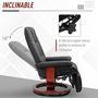 Voir la diapositive 5 : HOMCOM Fauteuil relax inclinable repose-pieds réglable pivotant 360° piètement bois revêtement PU noir