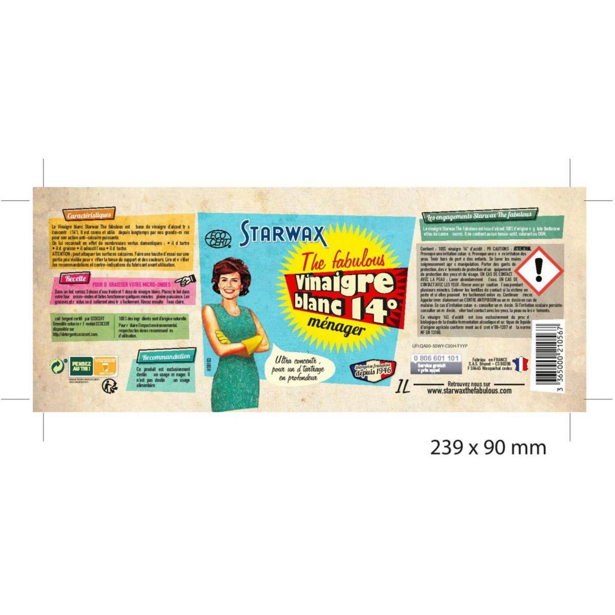 Starwax Nettoyant multi usages vinaigre blanc naturel 1L