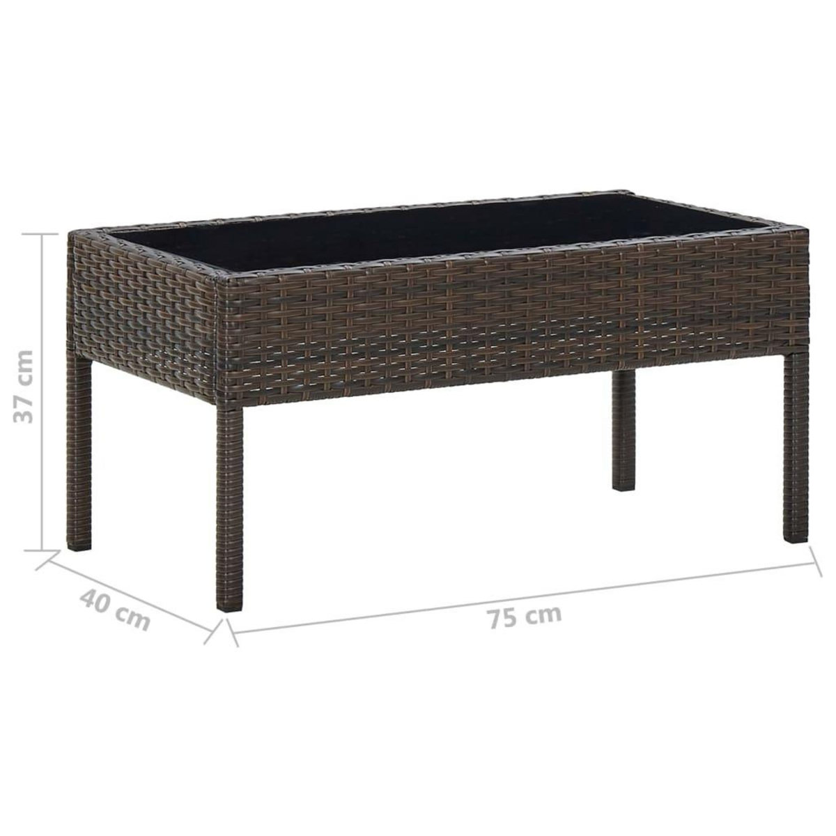VIDAXL Table de jardin Marron 75x40x37 cm Resine tressee