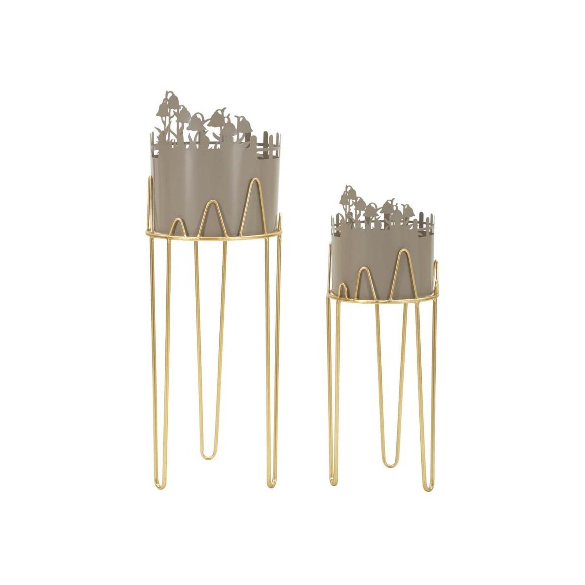 Paris Prix Lot de 2 cache-pots sur pied  flower  79cm gris