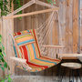 Voir la diapositive 2 : OUTSUNNY Chaise suspendue hamac de voyage respirant portable coton macramé polyester rayé multicolore