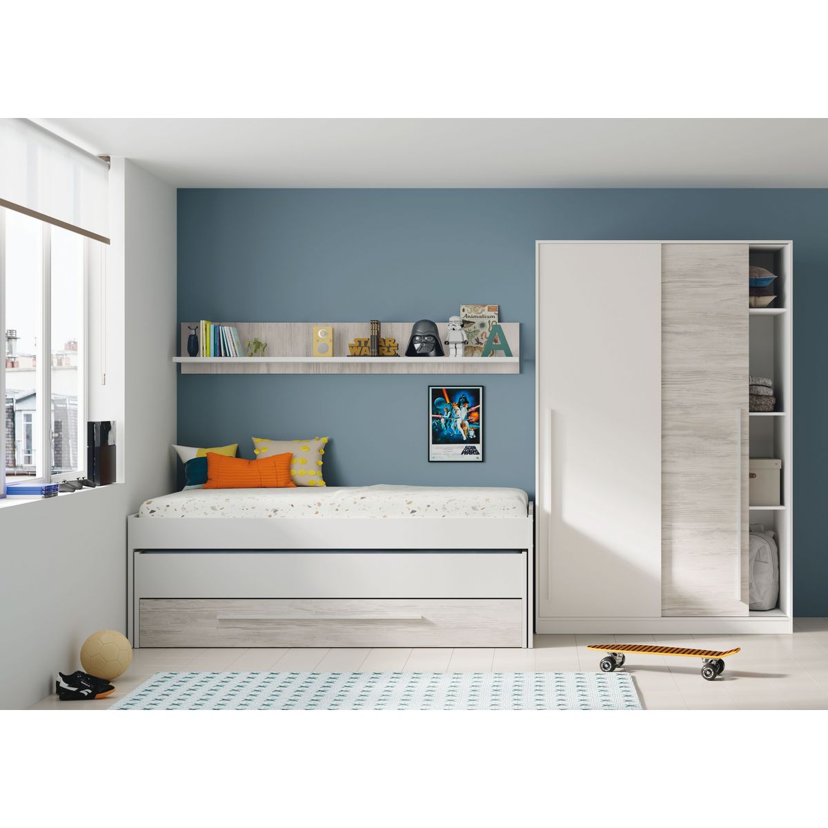 Lit Gigogne double 190x90 cm + lit 180x90 cm (en dessous) LOU