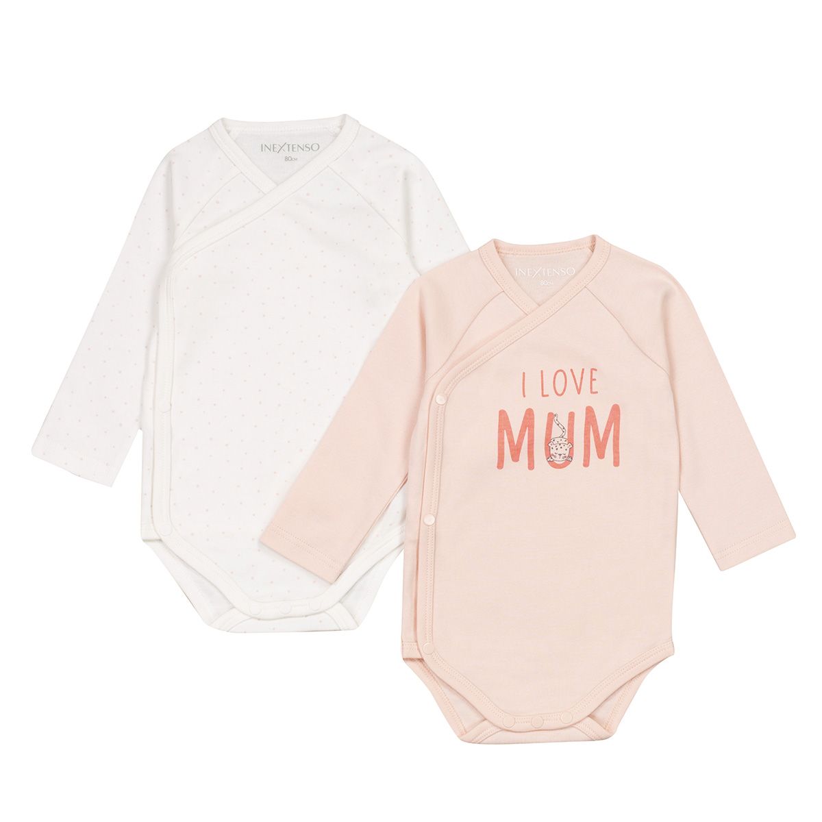 INEXTENSO Lot de 2 bodies de naissance i love mum bébé fille