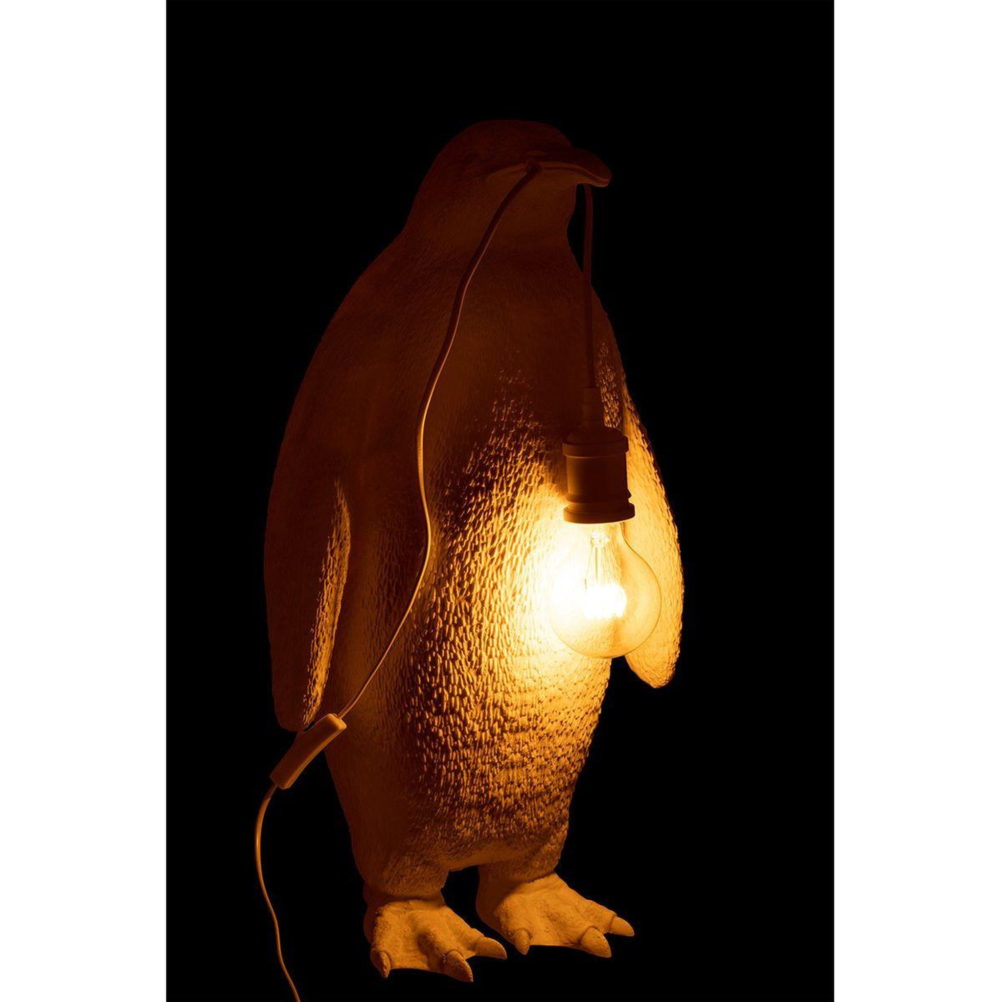 Voir la diapositive 5 : J-LINE Lampe à poser en résine  pingouin  59cm blanc