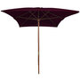 Voir la diapositive 2 : VIDAXL Parasol de jardin avec mat en bois rouge bordeaux 200x300 cm