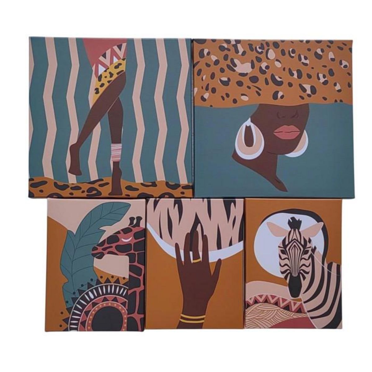 ATMOSPHERA Lot de 5 Toiles Imprimées  Cynthia  25x25cm Afrique