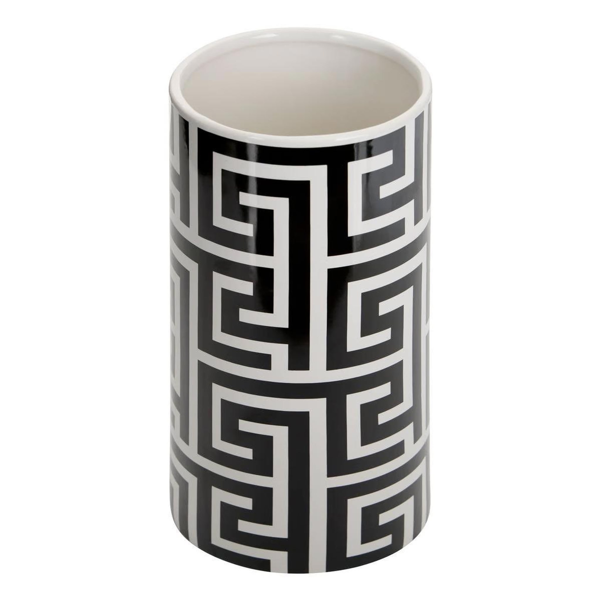 ATMOSPHERA Vase en dolomite  the palm resort  26cm noir & blanc