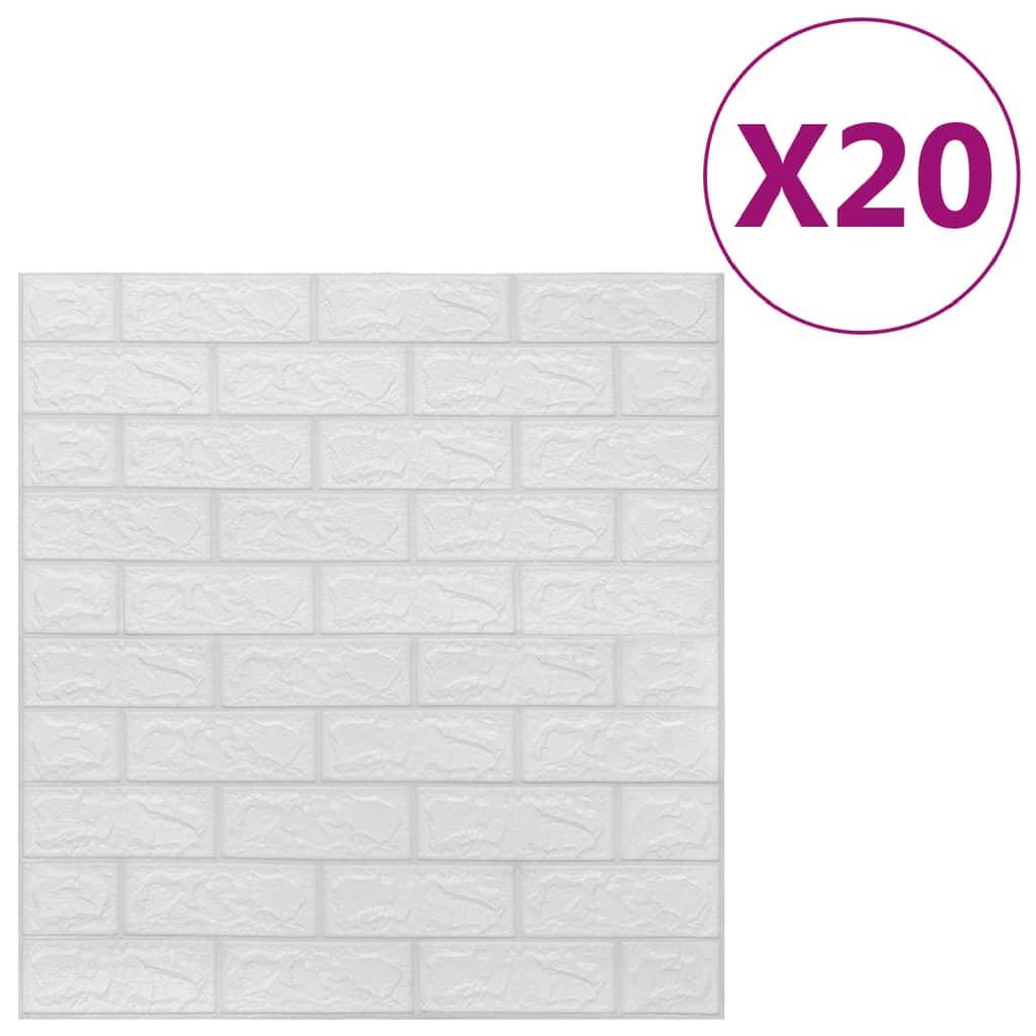 Voir la diapositive 2 : VIDAXL Papier peint 3D autoadhesif Briques 20 pcs Blanc