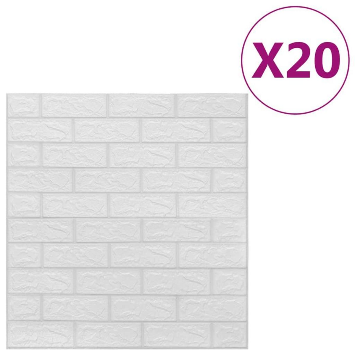 VIDAXL Papier peint 3D autoadhesif Briques 20 pcs Blanc