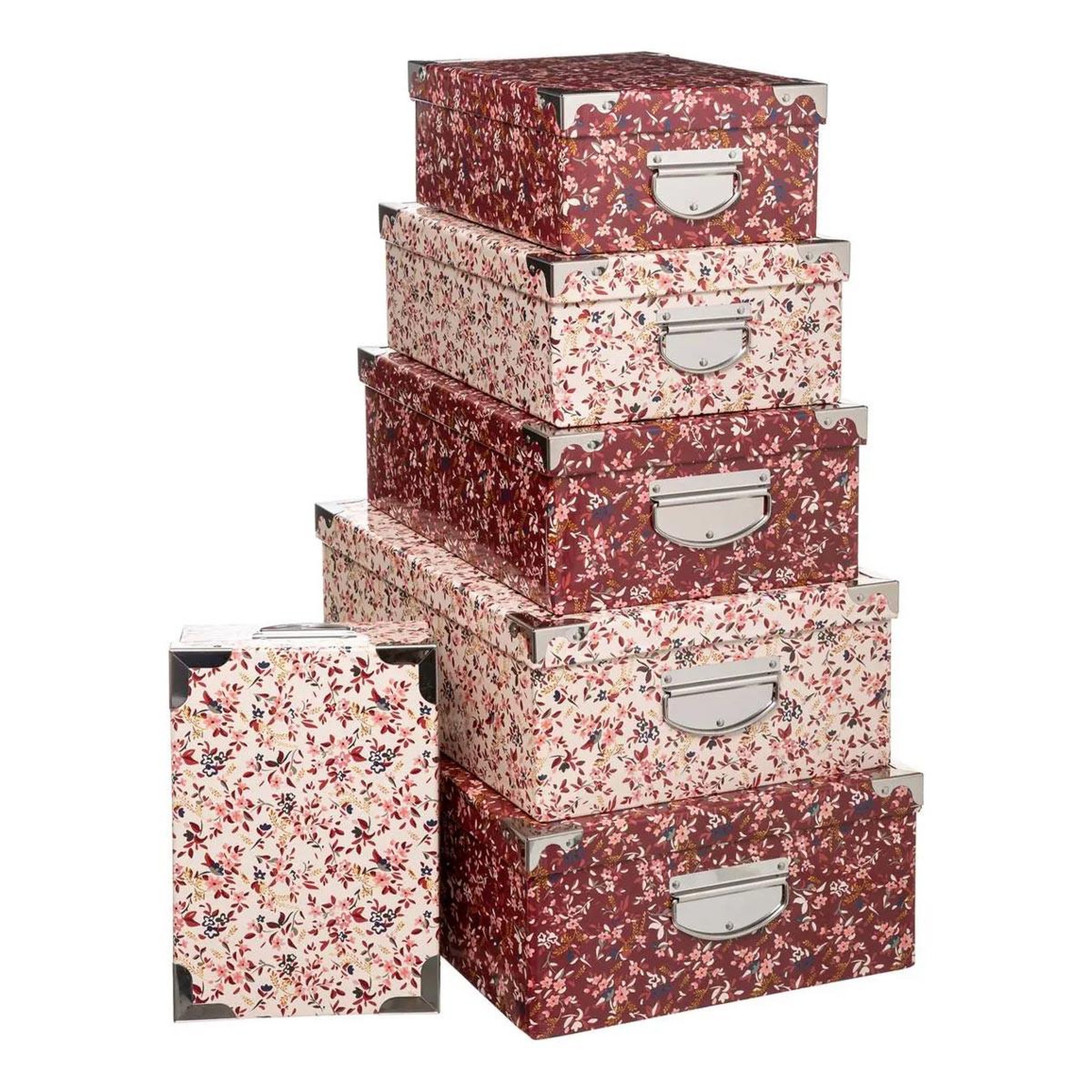 FIVE Lot de 6 boîtes de rangement  délicatesse  48cm rose