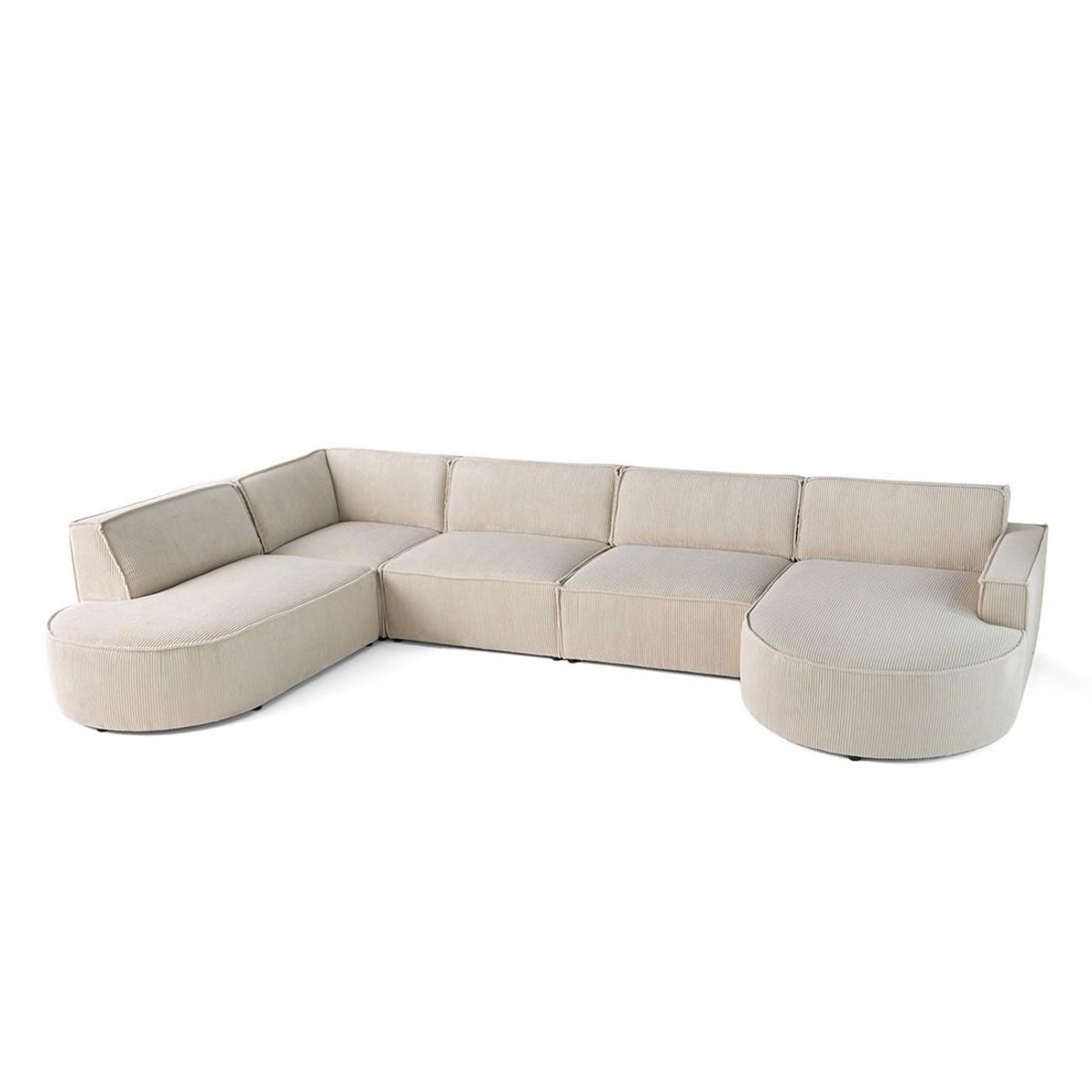 LISA DESIGN Spiaggia - canapé panoramique d'angle gauche - 7 places - en velours côtelé