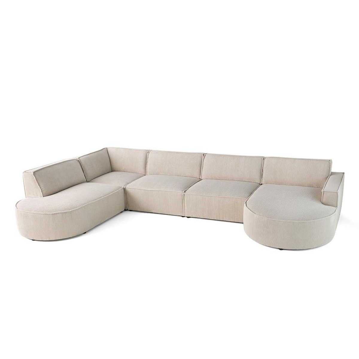 LISA DESIGN Spiaggia - canapé panoramique d'angle gauche - 7 places - en velours côtelé