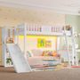 Voir la diapositive 4 : MERAX Lit combiné enfant 90x200cm pin coloris blanc et rose