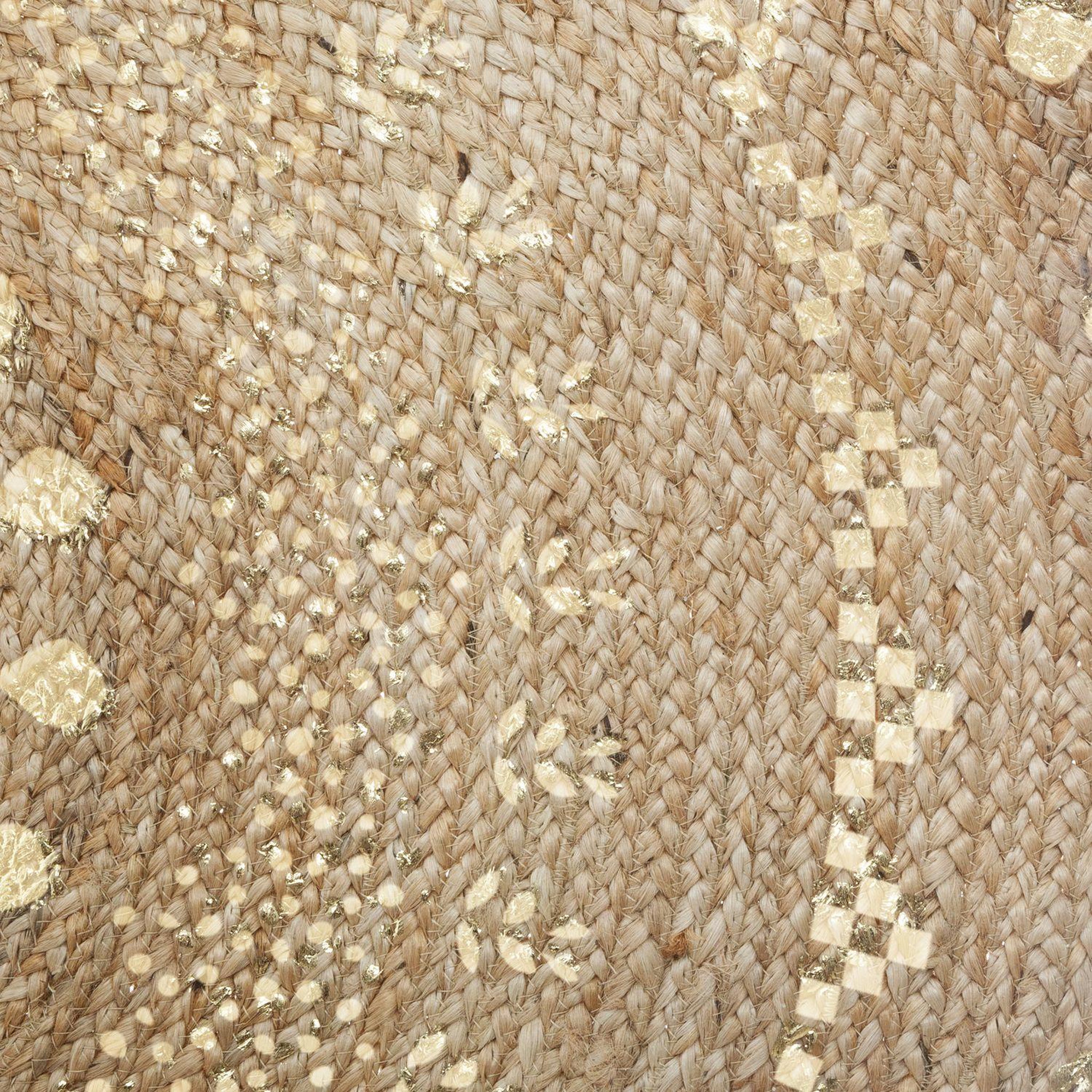 Voir la diapositive 2 : ATMOSPHERA Tapis en jute à motifs - d. 115 cm - beige et doré