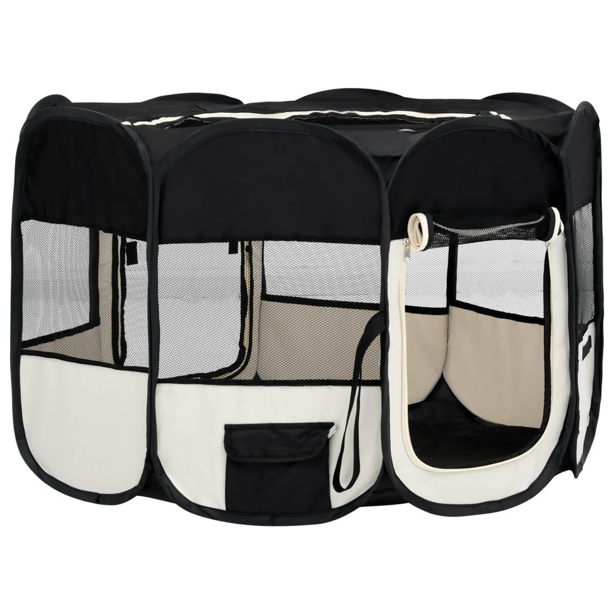 Voir la diapositive 3 : VIDAXL Parc pliable pour chien avec sac de transport Noir 110x110x58cm