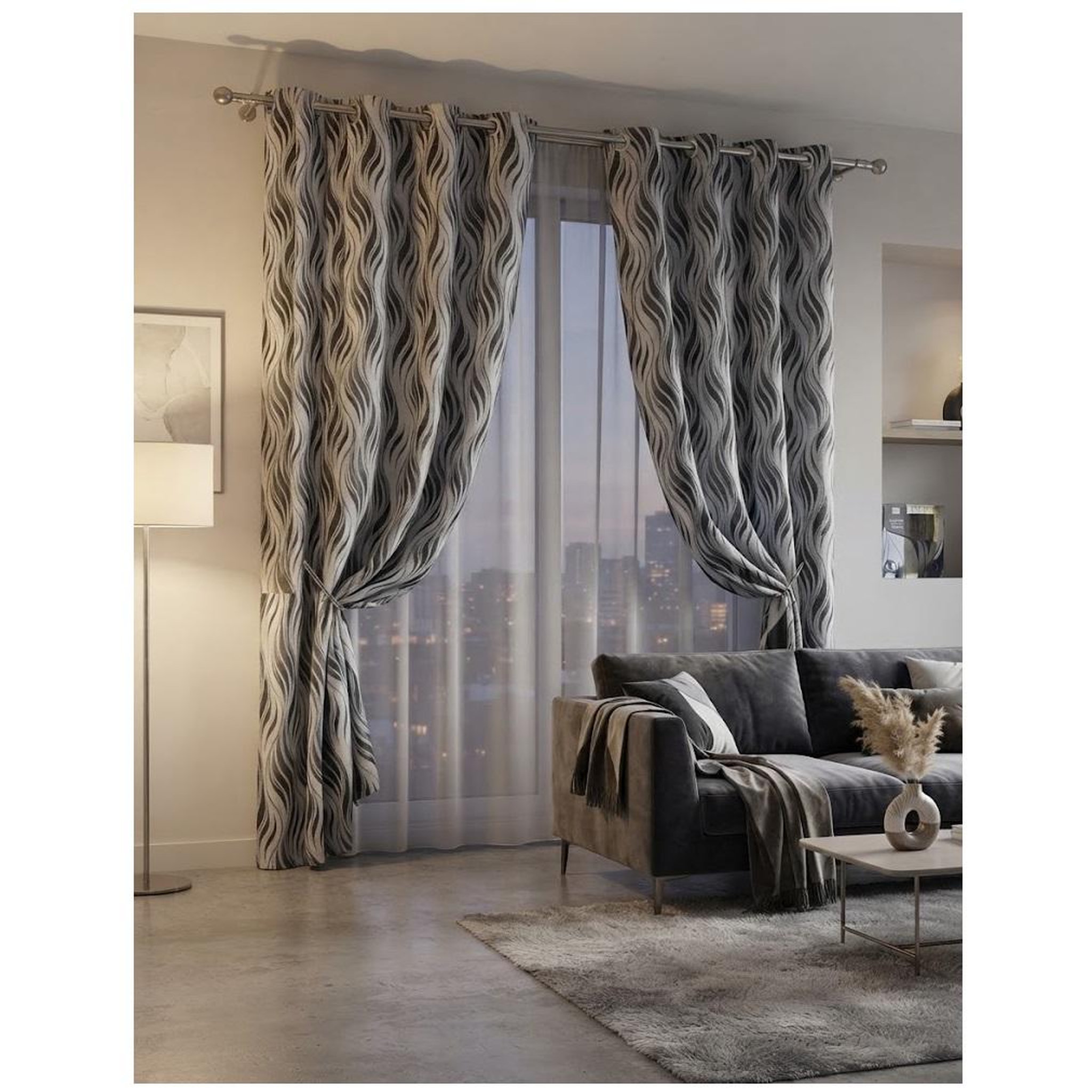 Voir la diapositive 4 : Eden Rideau a oeillets ondulé design et moderne