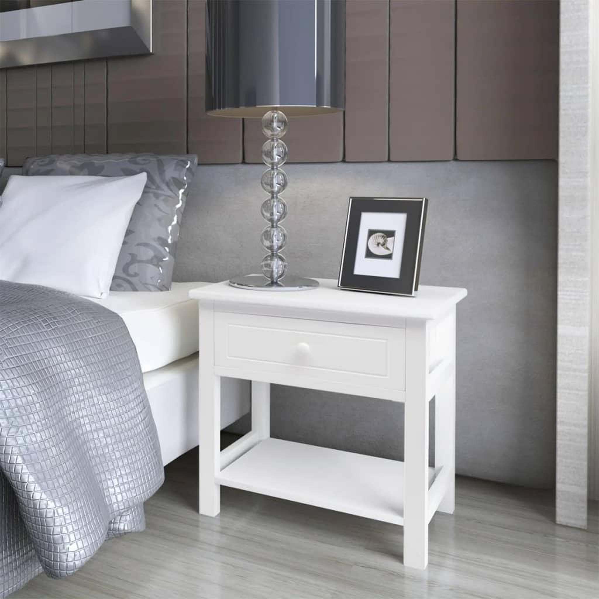 Voir la diapositive 1 : VIDAXL Table de chevet 2 pcs Bois Blanc