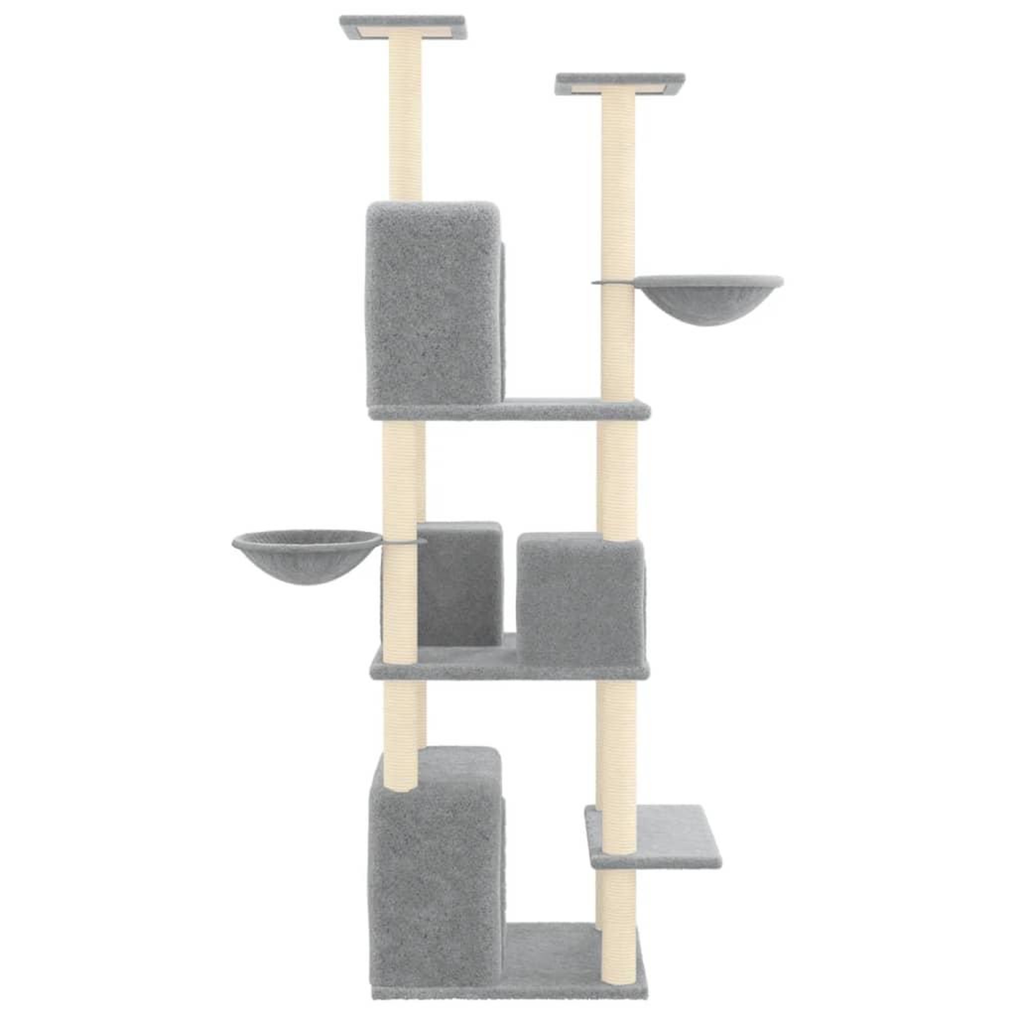 Voir la diapositive 4 : VIDAXL Arbre a chat avec griffoirs en sisal Gris clair 180 cm
