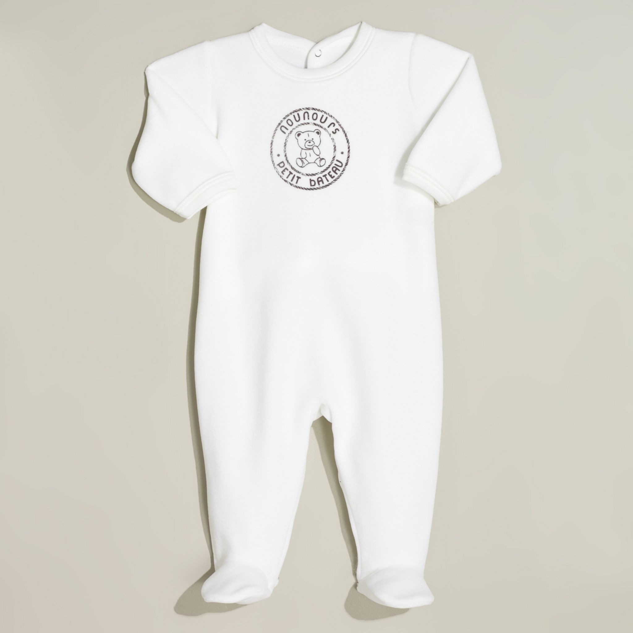 Pyjama Bébé En Velours Uni Petit Bateau - Doudou Chaud Et Confortable Pour Les Nuits D'hiver