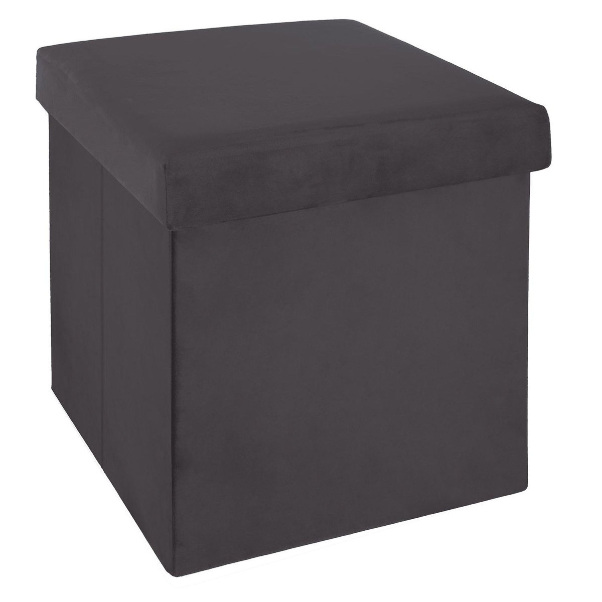 ATMOSPHERA Pouf coffre pliable velours Tess - L. 38 x H. 38 cm
