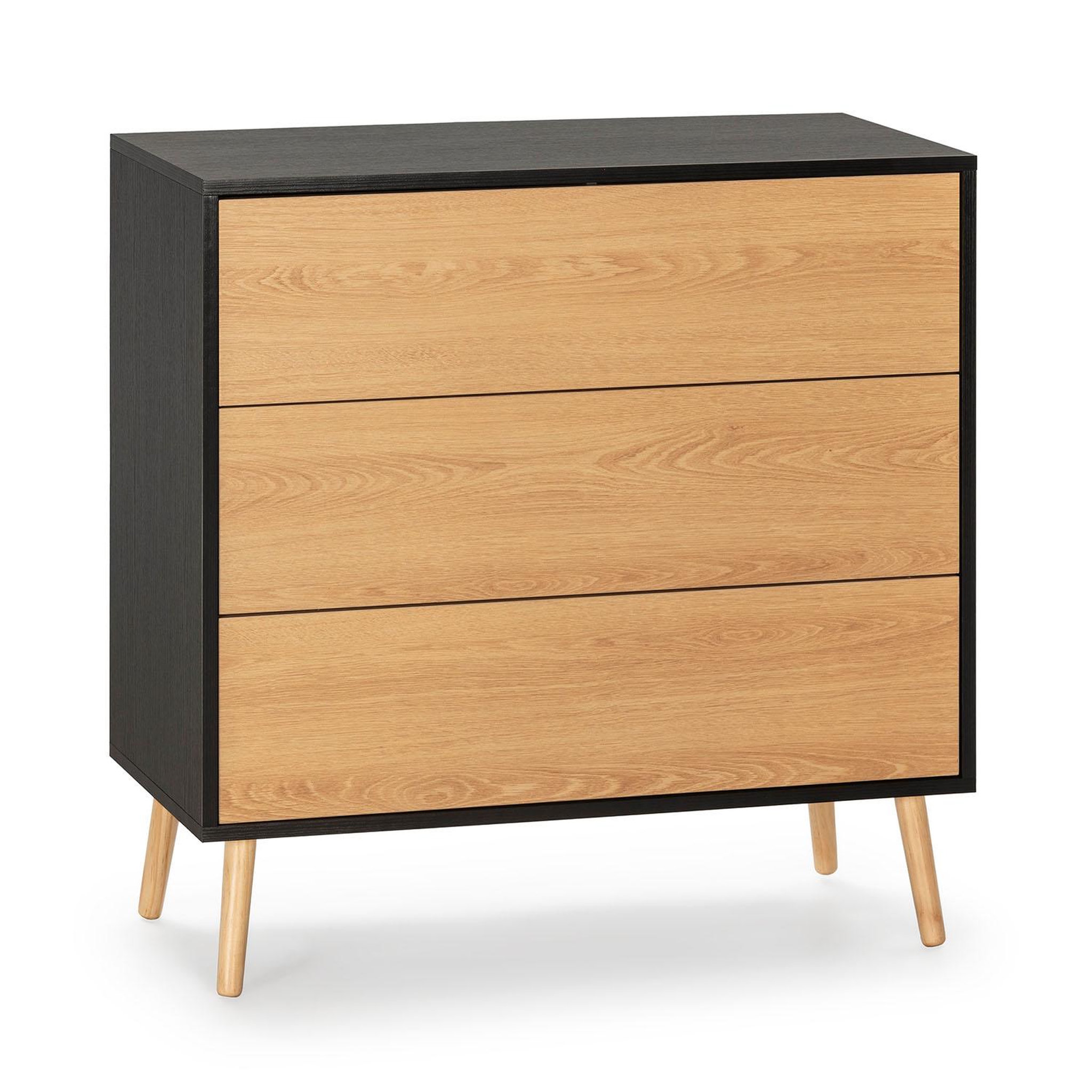 VS VENTA-STOCK Commode Apolo 3 tiroirs Couleur Noir/Bois