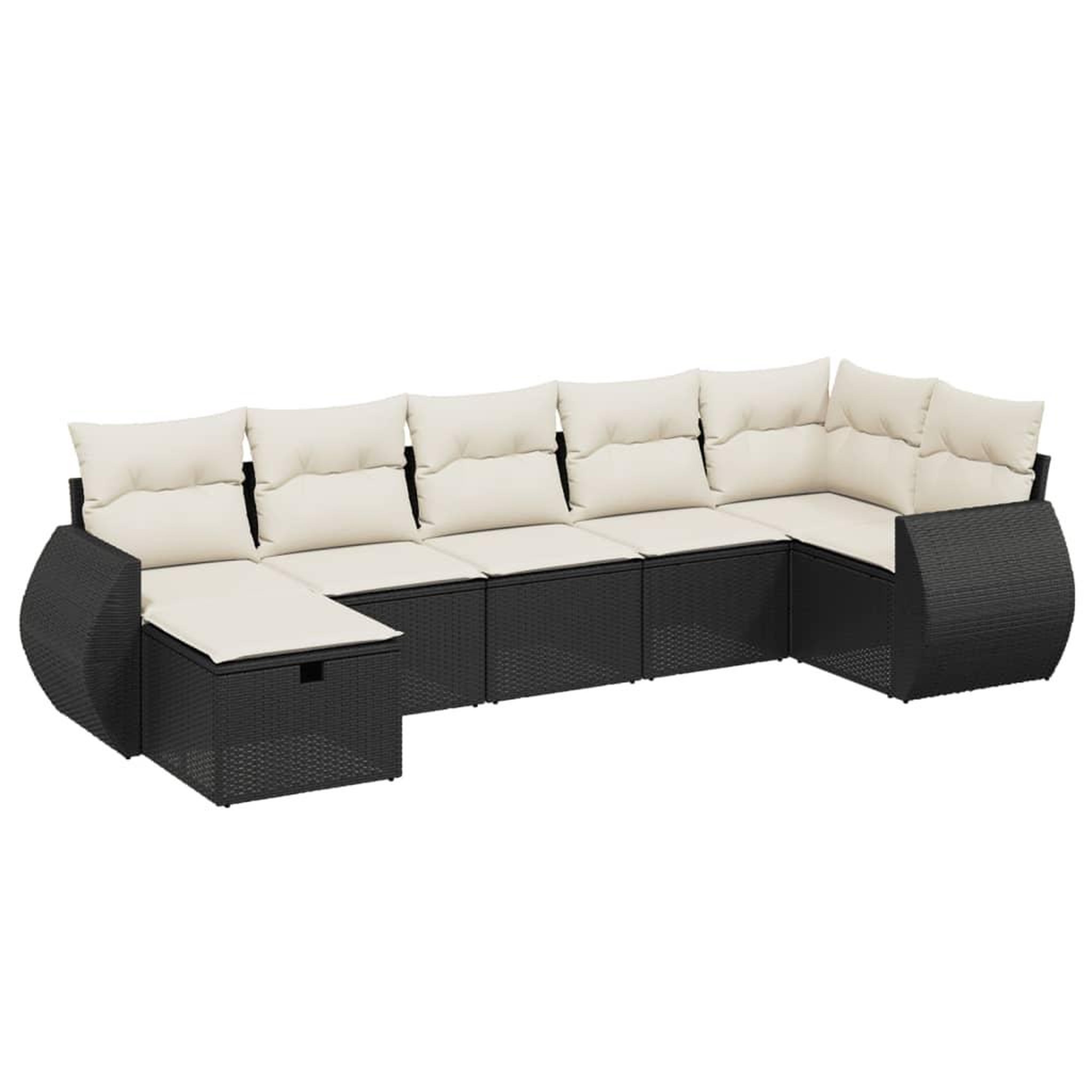Voir la diapositive 2 : VIDAXL Salon de jardin 7 pcs avec coussins noir resine tressee