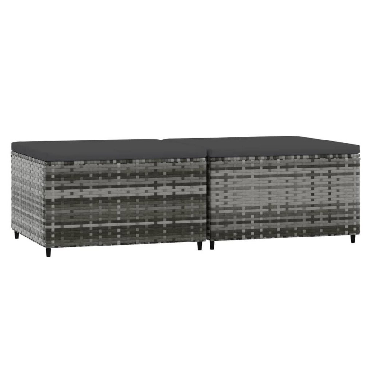 VIDAXL Repose-pieds de jardin et coussins lot de 2 gris resine tressee