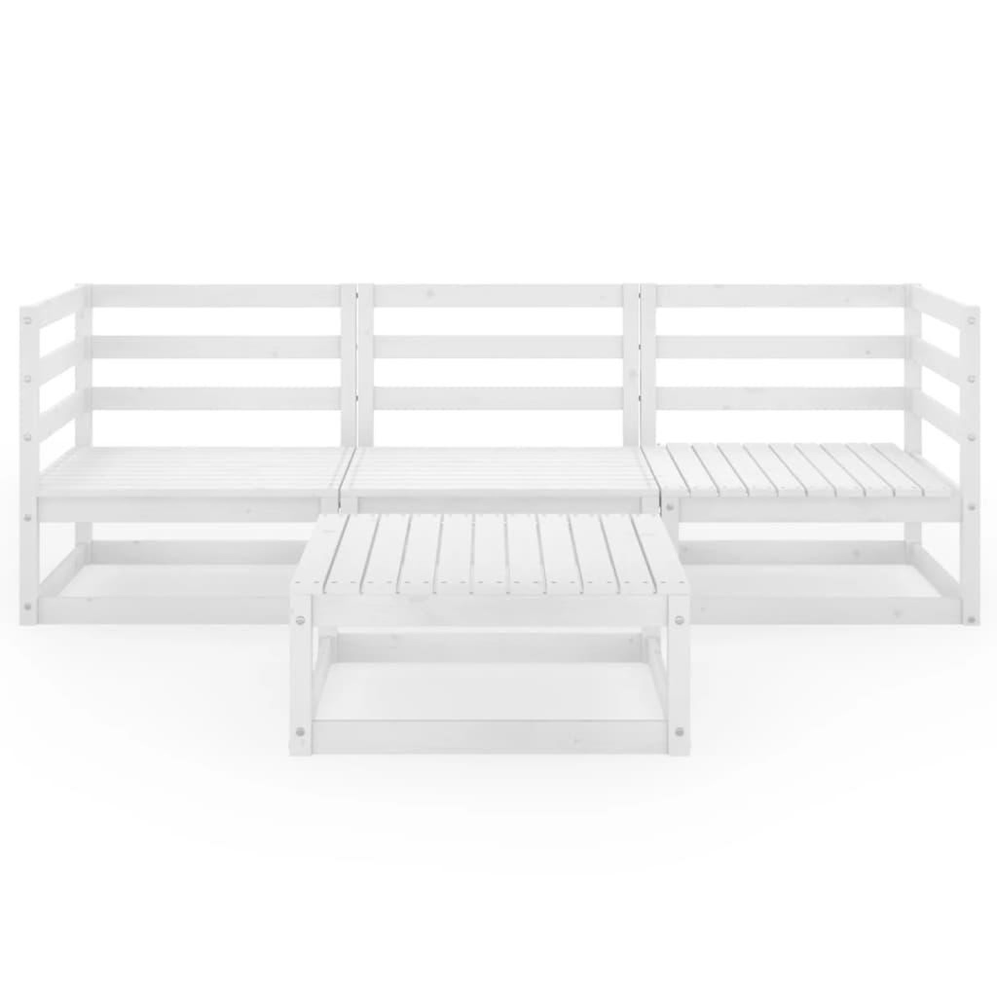 Voir la diapositive 3 : VIDAXL Salon de jardin 4 pcs Blanc Bois de pin massif