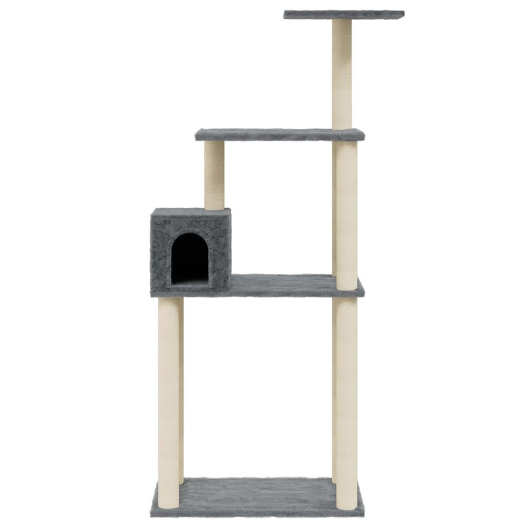 Voir la diapositive 4 : VIDAXL Arbre a chat avec griffoirs en sisal Gris fonce 147 cm