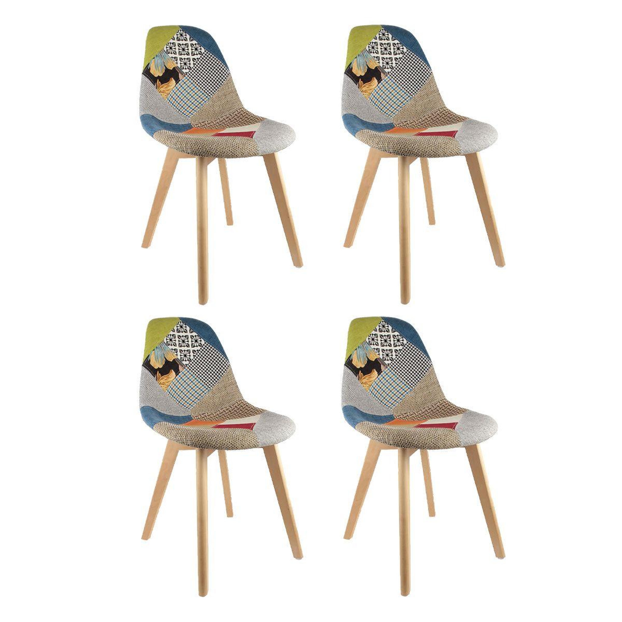 The Home Deco Factory Lot de 4 chaises scandinave  patchwork  86cm multicolore