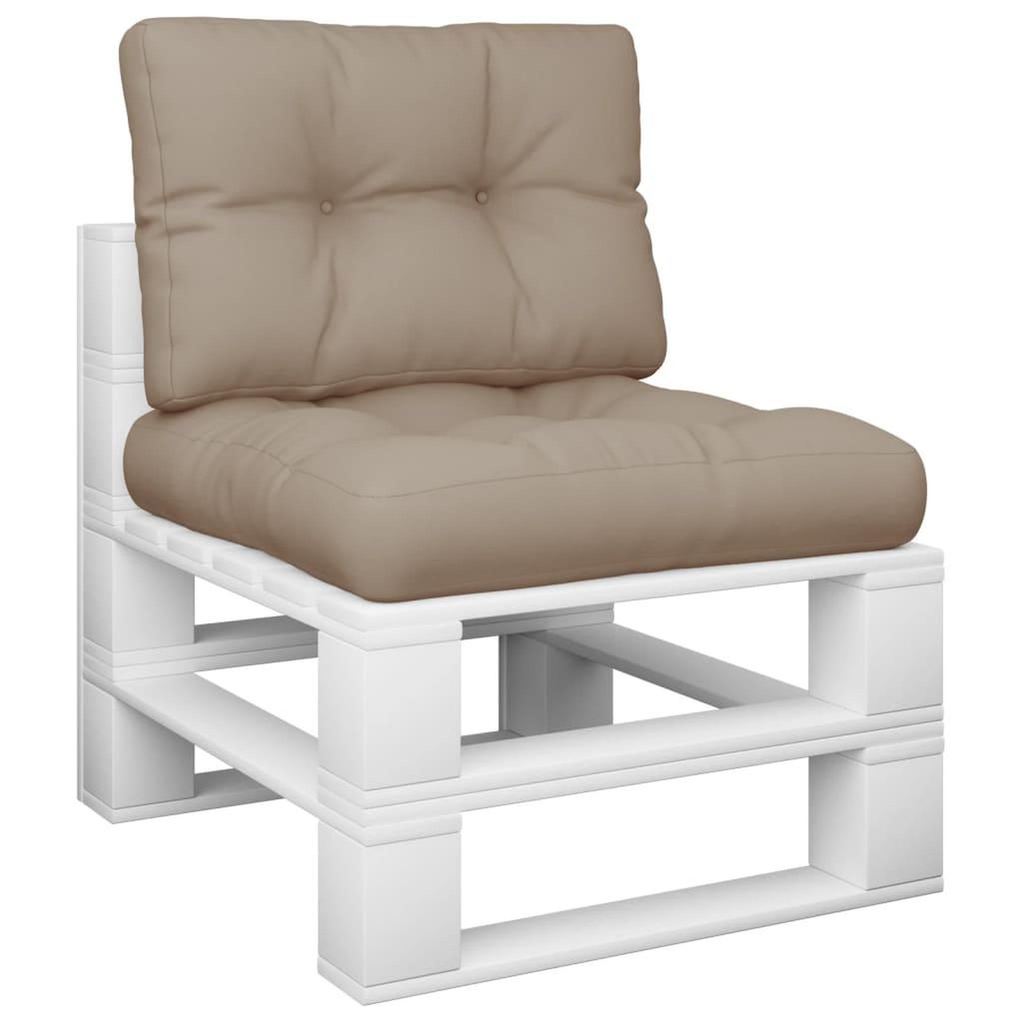 Voir la diapositive 3 : VIDAXL Coussins de palette lot de 2 taupe tissu