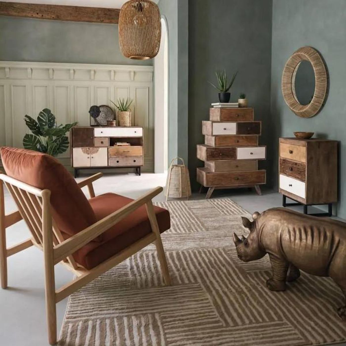 ATMOSPHERA Rhinocéros décoration extérieur MGO - Doré