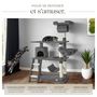 Voir la diapositive 5 : tectake Arbre à chat 141 cm avec griffoir et plateforme d'escalade gris