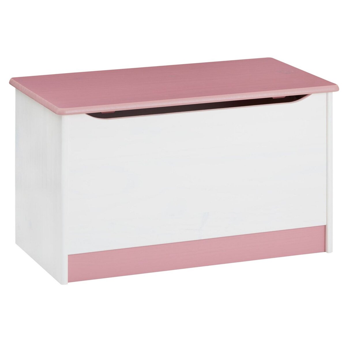 IDIMEX Coffre à jouets HANNAH coffre de rangement pin massif lasuré blanc rose
