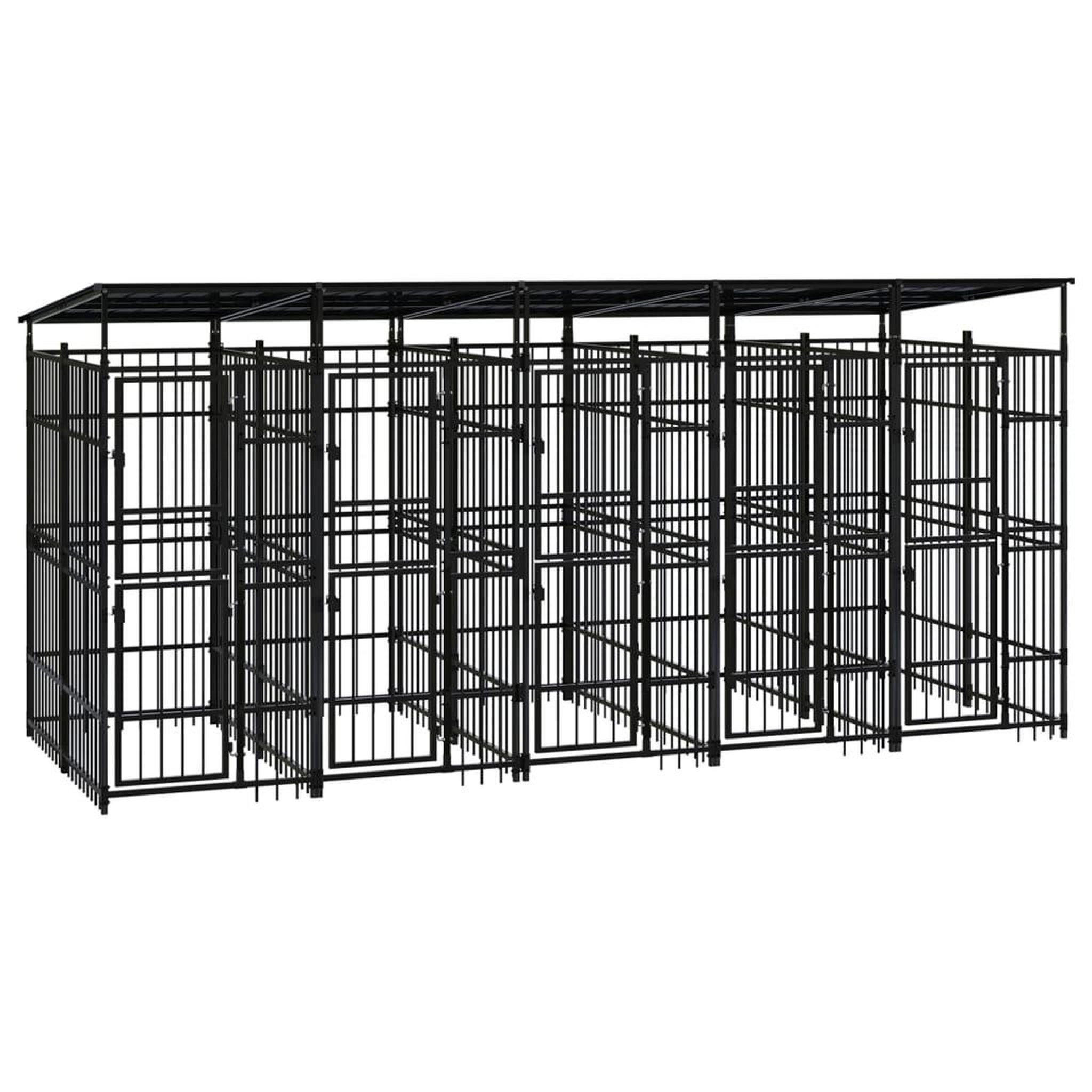 Voir la diapositive 1 : VIDAXL Chenil d'exterieur avec toit pour chiens Acier 9,22 m²